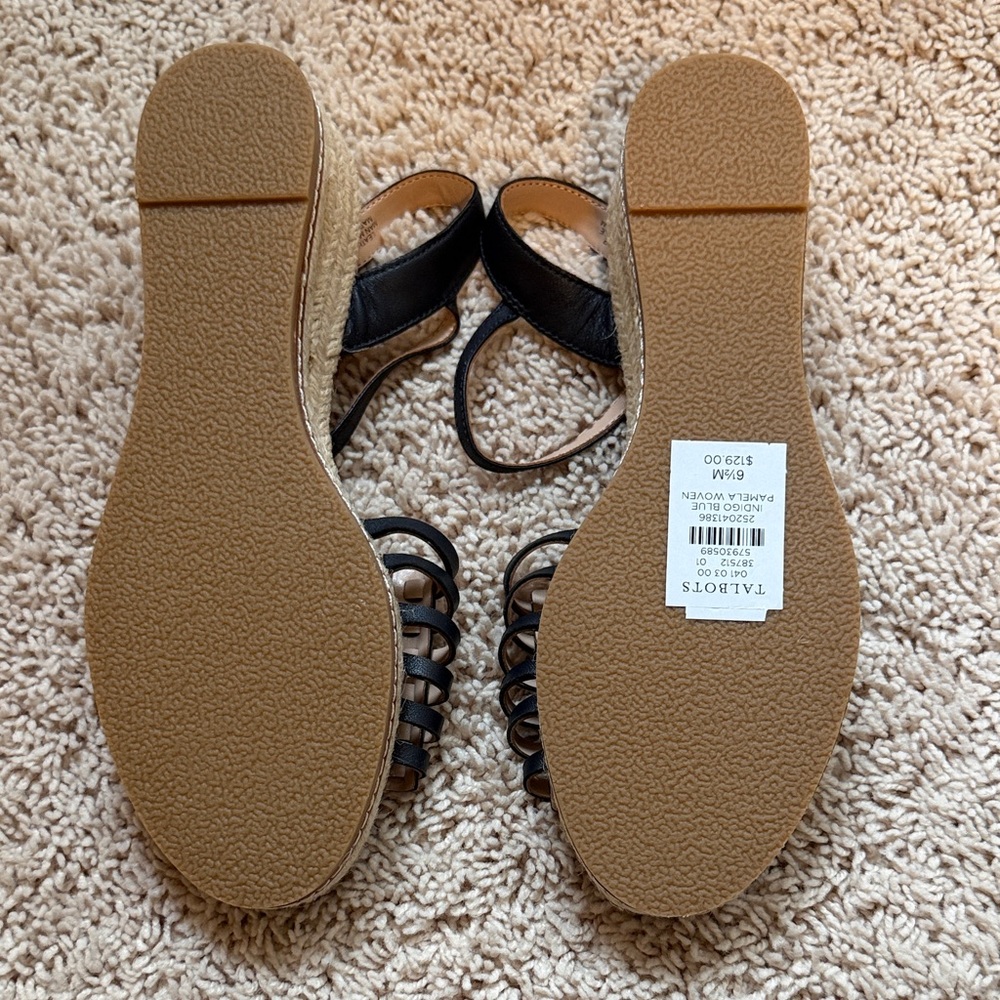 Talbots dark Navy Woven Espadrille Ankle-Strap Sandals -NEW - Picture 4 of 5
